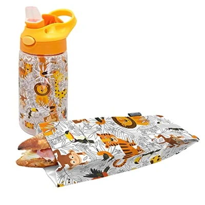 Imagen de NERTHUS FIH 983 SET Botella Tritan + Bolsa Bocadillo Leones
