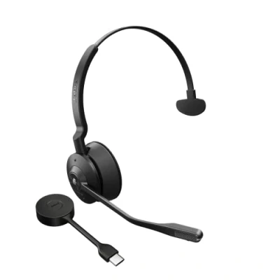 Imagen de Jabra Engage 55 Auricular Inalámbrico Mono con Adaptador Link 400 USB C DECT, Micrófono Cancelación de Ruido, Amplio, Alcance, Protección Auditiva Certificado para MS Teams Negro