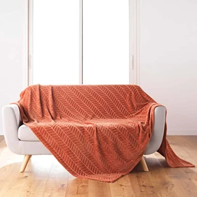 Imagen de Douceur d&#039;Intérieur Suavidad Interior, Plaid (180 x 220 cm) Arya Terracotta, Franela Relief