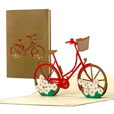 Imagen de tarjeta de regalo para bicicleta, viaje en cumpleaños original mujeres, mejor amiga, 3D, idea regalo, certificado T19