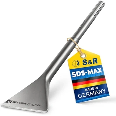 Imagen de S&amp;R Cincel SDS MAX Ancho 350x105 mm Baldosas y Mamposteria para Martillo Demoledor. Calidad Industrial MADE IN GERMANY