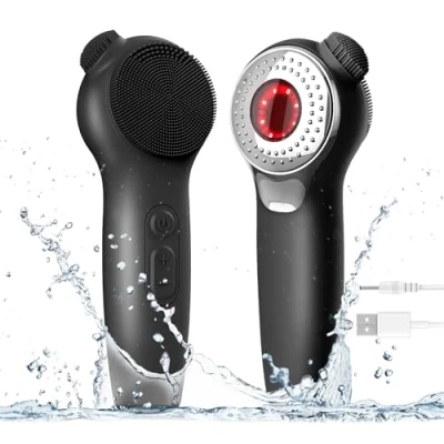 Imagen de ADINC Limpiador facial de silicona, cepillo limpieza recargable e impermeable IPX7 para hombres y mujeres, 5 modos con nariz, exfoliante masajeador luz