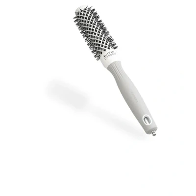 Imagen de Olivia Garden Expert Blowout Shine Blanco &amp; Gris 25 Cepillo redondo de cerámica antiestática para un secado brillante y sin encrespamiento