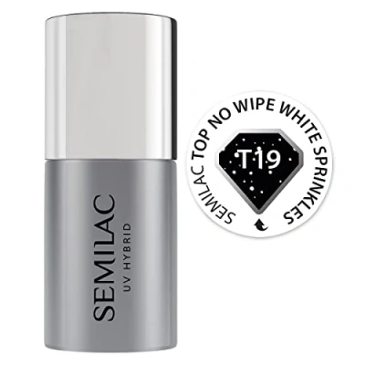 Imagen de T19 Semilac Top No Wipe White Sprinkles Esmalte de uñas (7 ml)