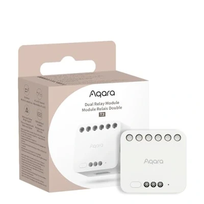 Imagen de Aqara Módulo Relé Doble T2 con Matter, Requiere Zigbee 3.0 HUB, para Puertas de Garaje y Calderas, Interruptor Persiana Enrollable e Luz
