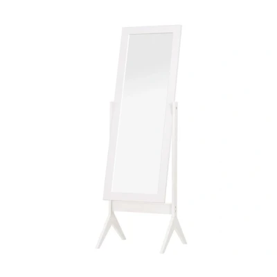 Imagen de HOMCOM Espejo de Maquillaje Pie Reclinable Nórdico para Dormitorio Salón Marco Madera 47x46x148 cm Blanco