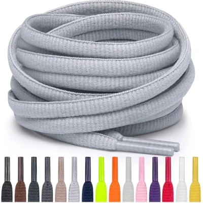 Imagen de Miscly Cordones Atléticos Ovalados Disponibles en Múltiples Longitudes y Colores (Gris Claro, 137 cm)