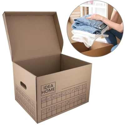 Imagen de IDEA HOME SET de 6 Caja Mudanza Archivo Movebox, Almacenamiento Cartón con Tapa Embalaje Estable una Capacidad Carga 30 kg, Tamaño 431x333x294mm