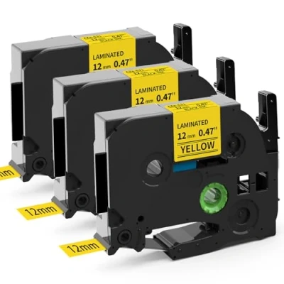 Imagen de MarkField TZe 631 Cintas de Etiquetas Compatible con Brother P touch Reemplazo para Negro sobre Amarillo 12mm, PT 1000 1010 1080 1280 H100R/LB H105 H110 H200 D200 D400 E110 P300BT