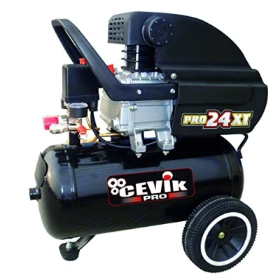 Imagen de CEVIK PRO CA PRO24XT Compresor de Aire Monoblock 73 dB Capacidad 24 L Motor 2.5HP Presión Máx 8 Bar Caudal 205 l/min Lubricación con Aceite Ruedas para Transporte Asa Ergonómica