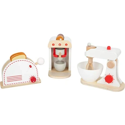Imagen de Small Foot 11684 Set Electrodomésticos de Cocina Infantil, 3 Piezas Madera, a apartir años. Toys, Color Blanco y Rojo, S (11684)