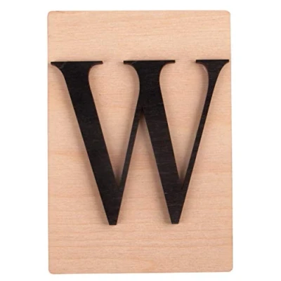 Imagen de Rayher Letra de madera W en 3D, negro, 10,5x14,8 cm, sobre cuadro madera, 63114576