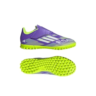 Imagen de adidas F50 Club Hook and Loop Turf Football Boots Kids, Botas de fútbol Unisex niños, Purple Rush/FTWR White/Lucid Lemon, 30 1/2 EU