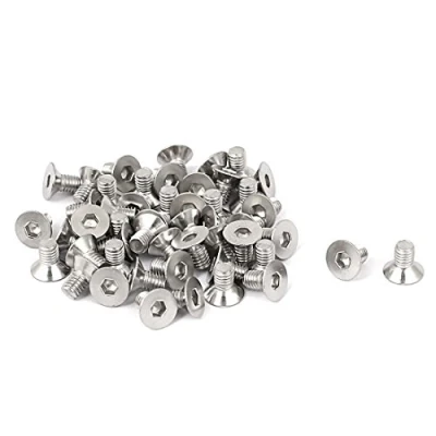 Imagen de sourcing map sourcingmap® M3x5mm de acero inoxidable cabeza plana hexagonal tornillos avellanados tornillo 50pcs