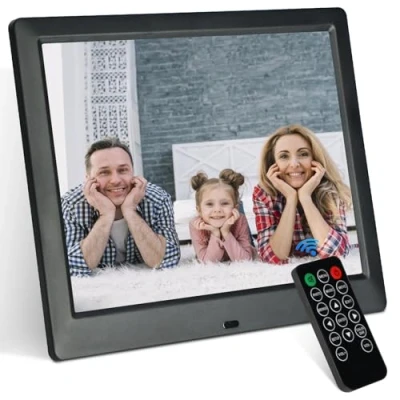 Imagen de TSITSC marco de fotos digital 8,7 pulgadas, pantalla IPS 1024 x 768, electrónico, calendario, función reloj, música, reproductor fotos, vídeo con mando a distancia,
