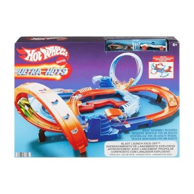 Imagen de Conjunto de pista Lanzamiento confrontación Ultra Hots Hot Wheels con 2 coches a escala 1:64