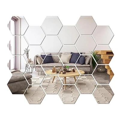 Imagen de CINGHIA Espejo Adhesivo Pared,24 Piezas Espejos Decorativos de Pared,Espejos Adhesivos Pared,Pegatinas Acrílico,Espejo Decorativo Pared,Espejo Pegatina,Espejo Pared