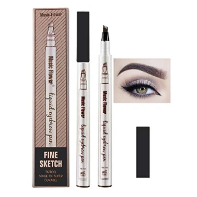 Imagen de Lapiz de Cejas Waterproof, Tattoo Eyebrow Pen con Cuatro 4 Puntas Duraderas Brow Gel Para Maquillaje Ojos (gris)