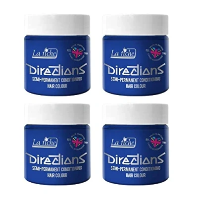 Imagen de 4 x La Riche Directions Semi Permanent Hair Color Bote de 100 ml (Atlantic Blue)