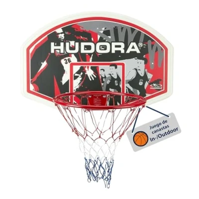 Imagen de HUDORA Set de Canasta Baloncesto para Interiores y Exteriores con Tablero Incluye Material Montaje Adultos, Adolescentes Niños
