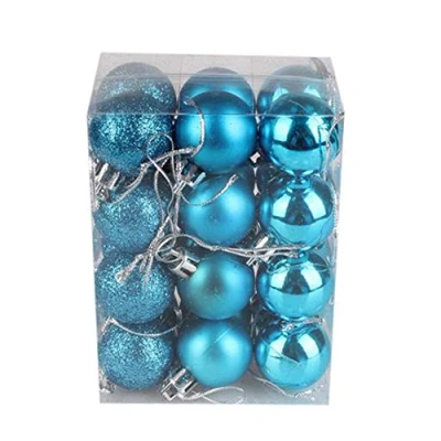 Imagen de 12 Bolas de Navidad inastillables 30 mm, Color Azul Verdoso, decoración árbol Navidad, Adorno Decoraciones Colgantes navideña, Brillante, Mate,