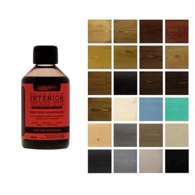 Imagen de Littlefair&#039;s Tinte para Madera 250ml Acabado Premium, Fácil de Usar y Limpiar Basado en Agua, Seguro Ecológico Disponible Muchos Colores Color: Caoba muy roja