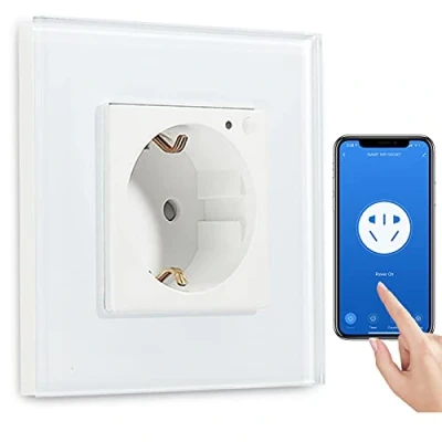Imagen de BSEED Enchufe de Pared WiFi,16A Schuko Inteligente con Indicador,Compatible Alexa y Google Home,Control APP Función Temporizador,Enchufe Blanco 2.4GHz WiFi
