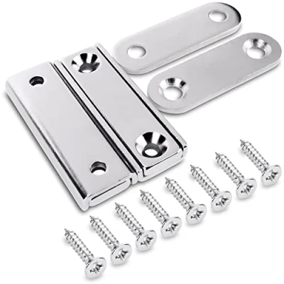 Imagen de Sensei 2 piezas Imán de neodimio rectangular 40x13,8x5 mm, con agujeros para tornillos, 15 kg fuerza atracción + arandelas acero 8 tornillos incluidos