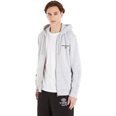 Imagen de Tommy Jeans Entry ZIP THRU Hoodie Sudadera con cremallera, Hombre, Talla: Small, Silver grey heather