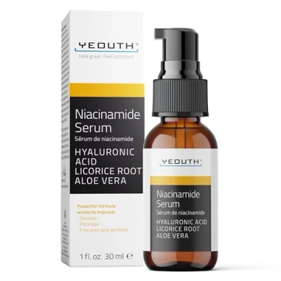 Imagen de YEOUTH Serum de Niacinamida 10% con Ácido Hialurónico, Hidratante Vitamina B3, Mejora la Textura Piel, Iluminador Facial 30ml