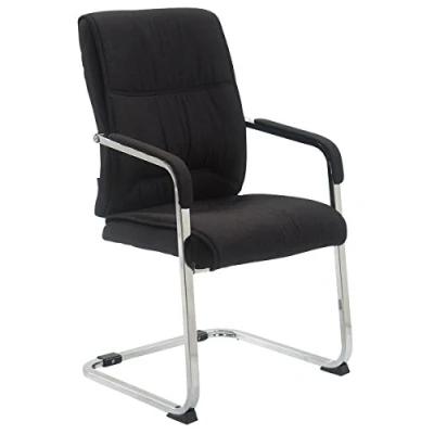 Imagen de CLP Silla De Conferencia Anubis En Tela I Reunion Estilo Cantiléver Oficina Sin Ruedas &amp; con Base Metal, Color:Negro