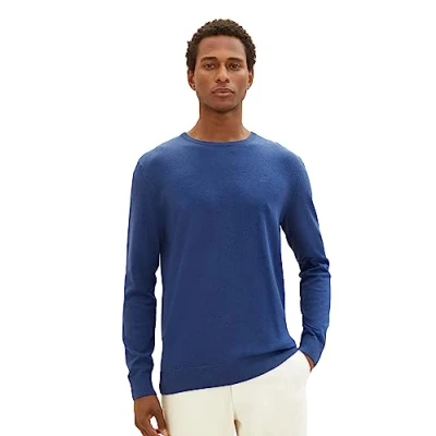 Imagen de TOM TAILOR Jersey Básico de Punto Con Cuello Redondo, Suéter para Hombre, azul (32618 mezcla oscura hockey), XXXL
