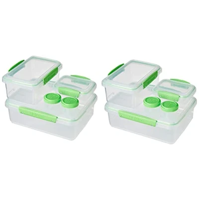 Imagen de Sistema Klip IT recipientes para guardar alimentos 6 de plástico con tapas 4 tarros Dressing To Go Sin BPA 10 aptos el congelador, frigorífico y la despensa