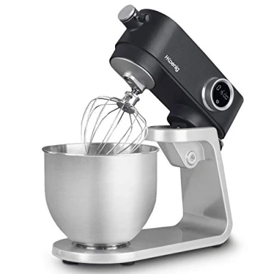Imagen de H.Koenig Robot de cocina multifunción 5L KM120 en acero INOX Gris, pastelero, 8 velocidades, Batidor, Mezclador, Gancho Amasador, Tapa anti salpicamiento, Potente 800 W