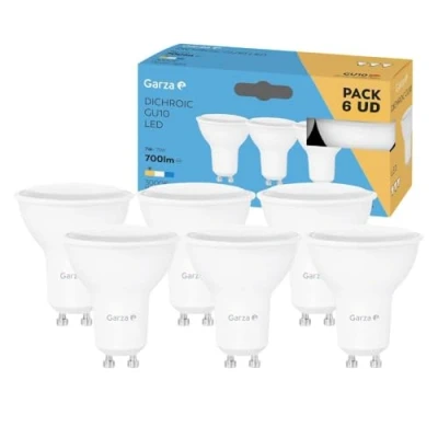 Imagen de Garza Pack 6 Bombillas Led, Casquillo GU10, Luz Neutra 3000K, 7W, 700 Lúmenes. No Regulable.