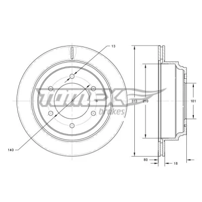 Imagen de Disco de freno TOMEX Brakes TX 73 70