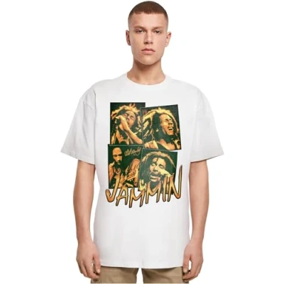 Imagen de Merchcode BOB Marley Jammin LIVE Camiseta estampada, Hombre, Talla: Small, White