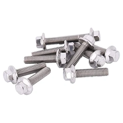 Imagen de Tornillo de Brida SS304, 10 Uds., Tornillos Hexagonal Acero Inoxidable M6, Tapa, Cabeza Arandela, Sujetador (M6 * 25)