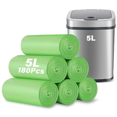Imagen de KOMABLEN 180 Bolsas de Basura 5L, 6 Rollos Biodegradable Bolsa Basura, Verde Prueba Fugas Reciclables Compostable para Sala Estar, Cocina, Baño, Oficina (35x40cm)