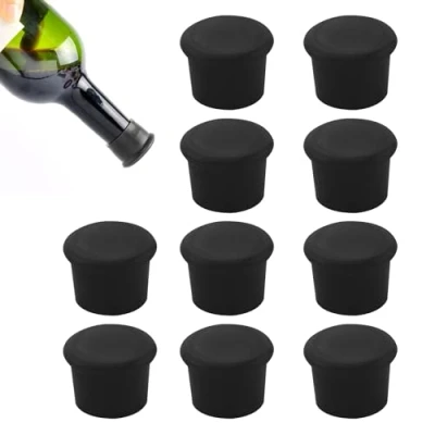 Imagen de 10 tapones de silicona para botellas vino, tapas redondas vino tinto, a prueba fugas