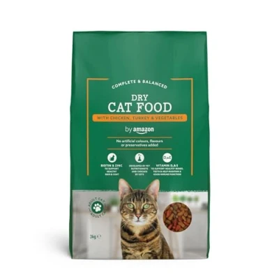Imagen de by Amazon Alimento seco completo para gatos adultos con pollo, pavo y verduras, 1 Pack de 3 kg