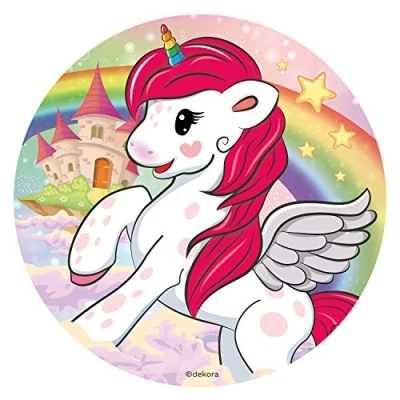 Imagen de Dekora Disco Comestible para Decoración de Tartas Cumpleaños Unicornio 16 cm