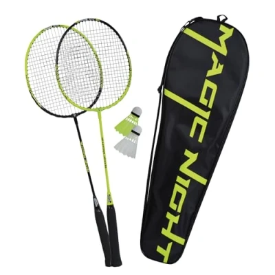 Imagen de Talbot Torro 449405 Set de Badminton Magic Night, 2 Raquetas y Volantes con LED Jugar por la Noche, en un Valioso Bolso