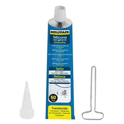 Imagen de WOLFPACK LINEA PROFESIONAL Silicona Acida Antimoho Tubo 50 cc. Transparente