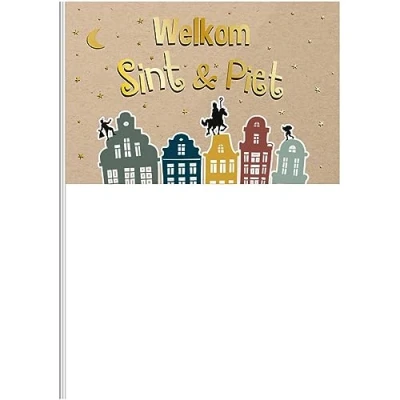 Imagen de Folat Sankt Nikolaus 65696 Bandera ondeante &#039;Welkom Sint &amp; Piet&#039; (NL) 30x20cm San Nicolás, Multicolor