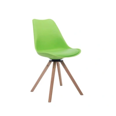 Imagen de Silla De Visita Nórdica Troyes Rund Tapizada En Cuero PU I Butaca Salón Comedor Giratoria &amp; con Base Madera Color:, Color:Gris, Color del Marco:Natura