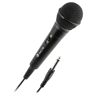 Imagen de NGS Singer Fire Micrófono Vocal Dinámico, con Cable de 3 Metros, Conexión Jack 6,3mm y Botón On/Off