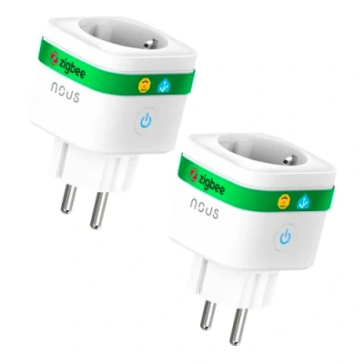 Imagen de NOUS A7Z ZigBee Smart Socket con Monitorización de Energía, 16A, App y control por voz, Temporizador Horarios, Compatible Alexa, Google Home, Home Assistant, Tuya, Requiere Hub, Pack of 2
