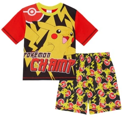 Imagen de Pokemon Conjunto de pijama corto para niños &quot;Pikachu the Champ&quot;, multicolor, 7 8 Years