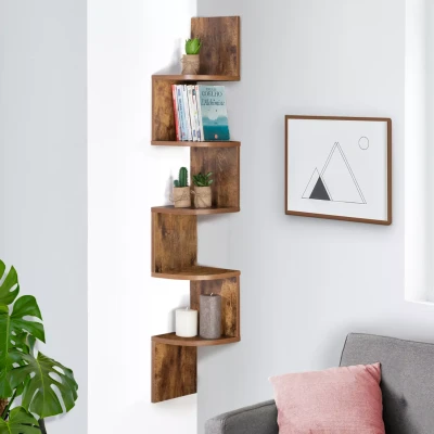 Imagen de Estantería de pared 5 niveles con aspecto madera envejecida
